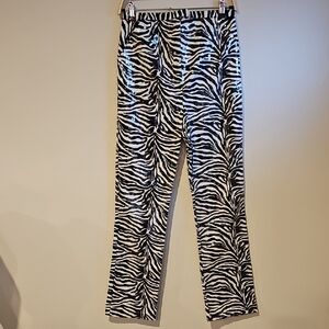 A Pea in the Pod Zebra Print Straight Leg Pants - Black and White